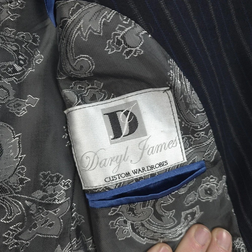 Daryl James Suit Mens 40 33x31 Blue Pinstripe 2 Piece Bespoke NFL Player‎ Custom